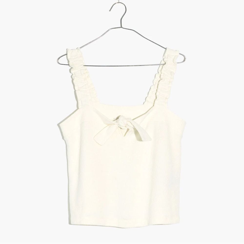 Madewell Tie-Front Tank Top in Bright Ivory, Size M